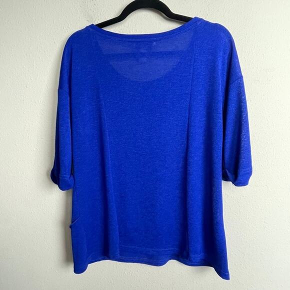 Joseph‎ Ribkoff Blue Knit Top Size 4 – 3/4 Sleeve Drop Shoulder Blouse - Picture 5 of 5